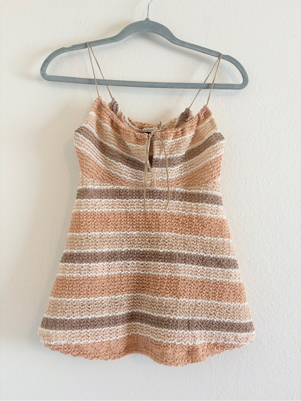 Vintage boho babydoll striped textured top